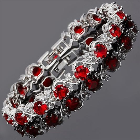 Rubí Vine Pulsera Tenis | Blanco Oro