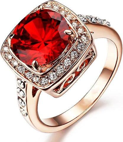 Rubí Halo Statement Anillo | Rose Oro