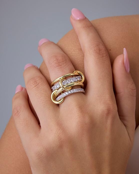Interlock Stack Anillos | Oro