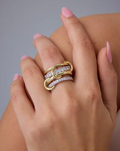 Interlock Stack Anillos | Oro