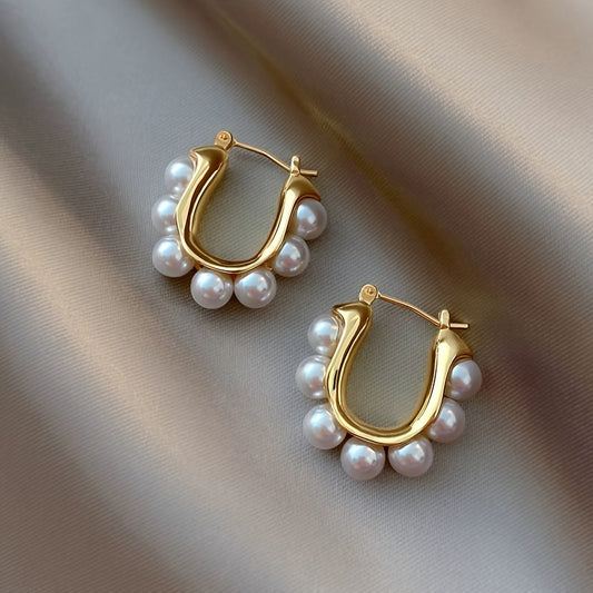 Perla Cluster Aretes de Aro