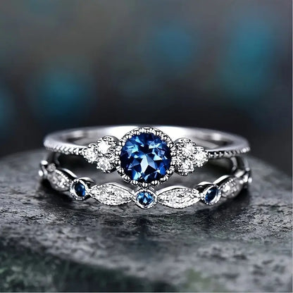 Sapphriel Crown Set de Anillos | Blanco Oro