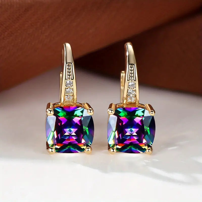 Mystic Zafiro Piedra Aretes de Aro | Oro