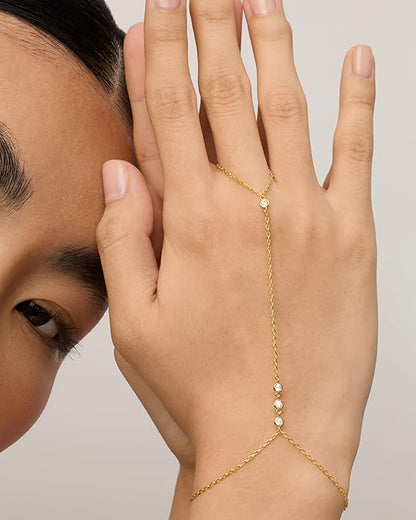 Beaded Handchain Pulsera | Oro