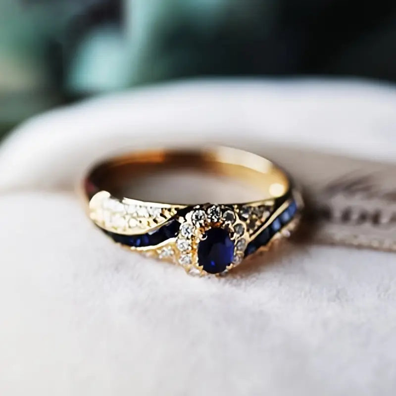 Oro Zafiro Band Anillo