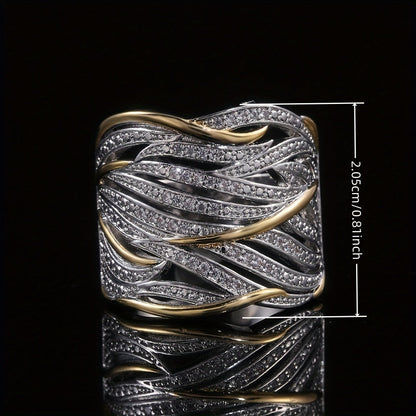 Plata and Oro Woven Band Anillo