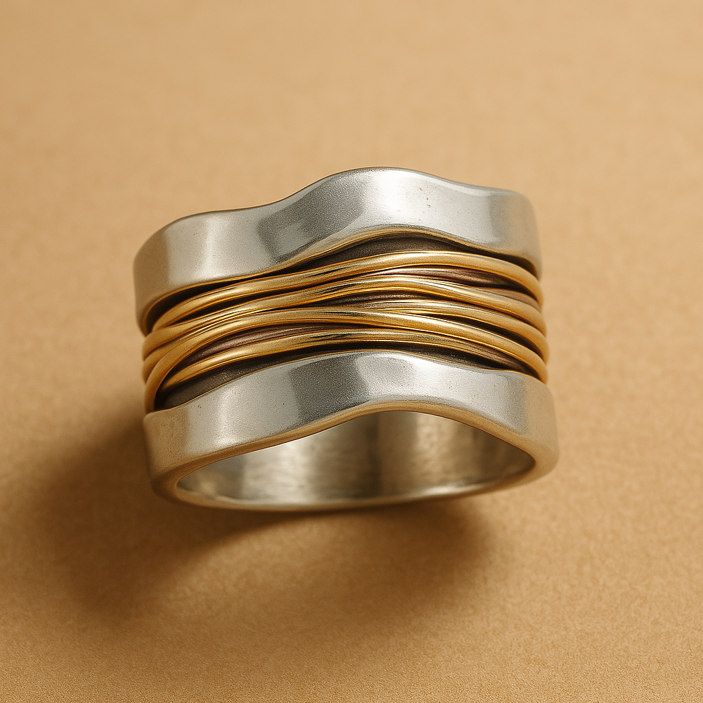 Plata Golden Threads Anillo