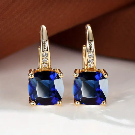 Mystic Zafiro Piedra Aretes de Aro | Oro