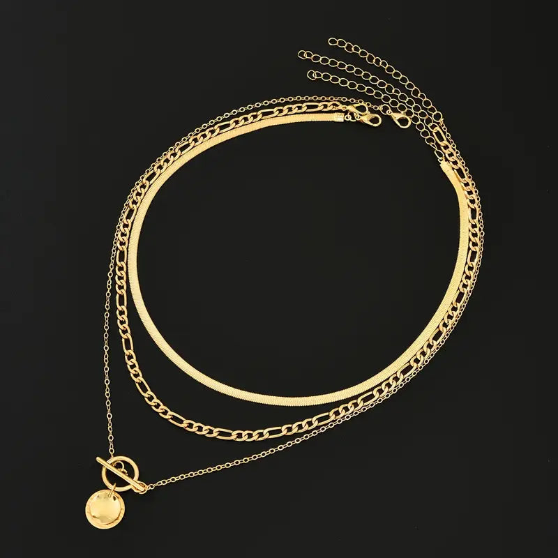 Savira Textured Coin Layered Collar | Oro
