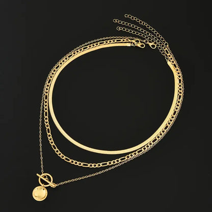 Savira Textured Coin Layered Collar | Oro