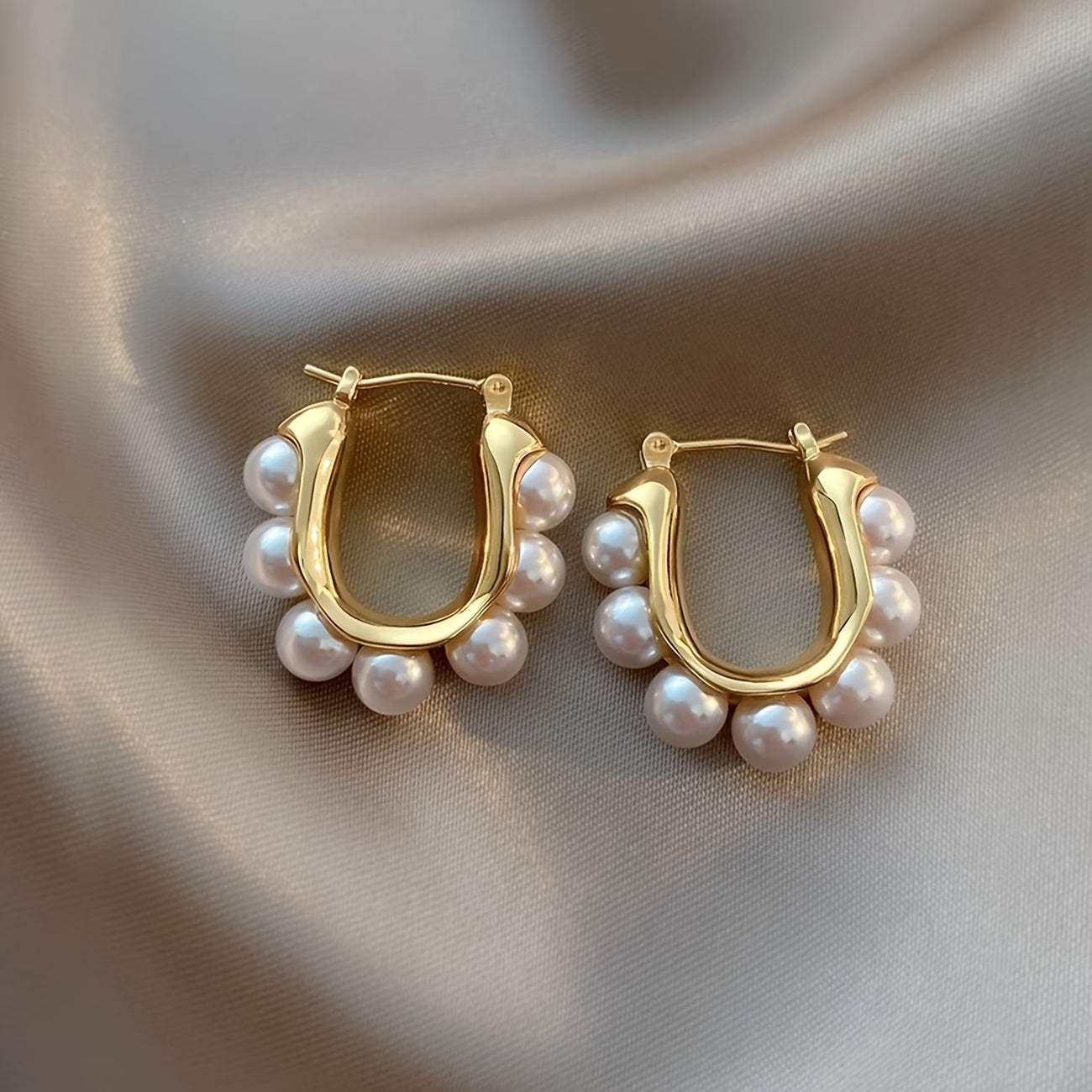 Perla Cluster Aretes de Aro