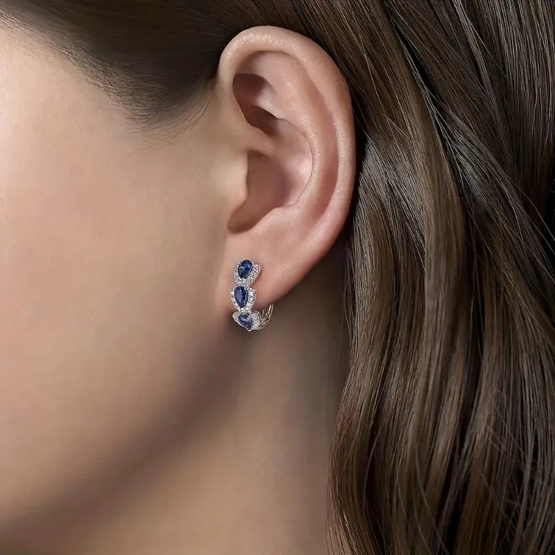 Plata Zafiro Halo Aretes de Aro