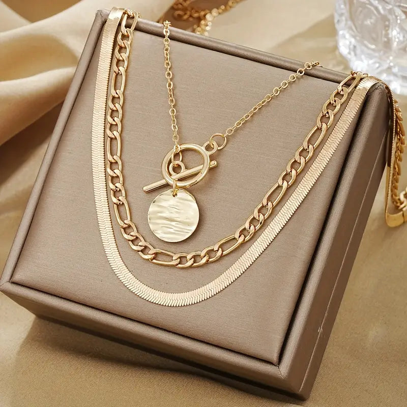 Savira Textured Coin Layered Collar | Oro