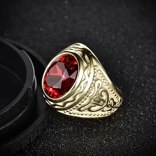Oro Rubí Engraved Anillo