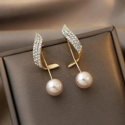 Chic Oro Perla Aretes Colgantes
