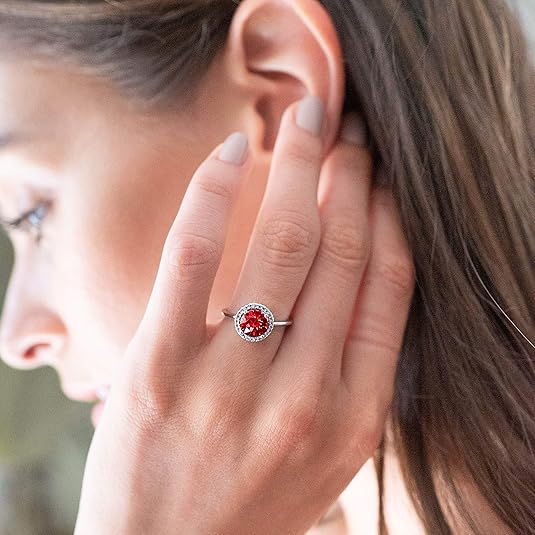 Crimson Glow Promise Rubí Anillo | Blanco Oro