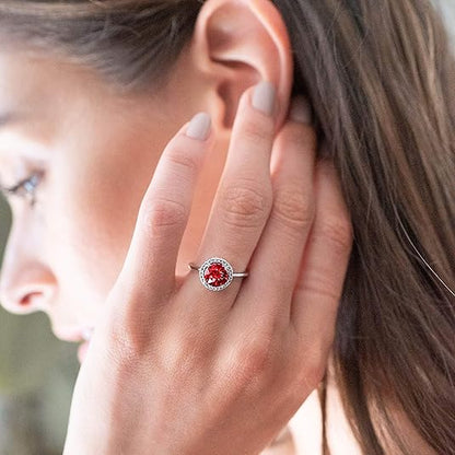 Crimson Glow Promise Rubí Anillo | Blanco Oro