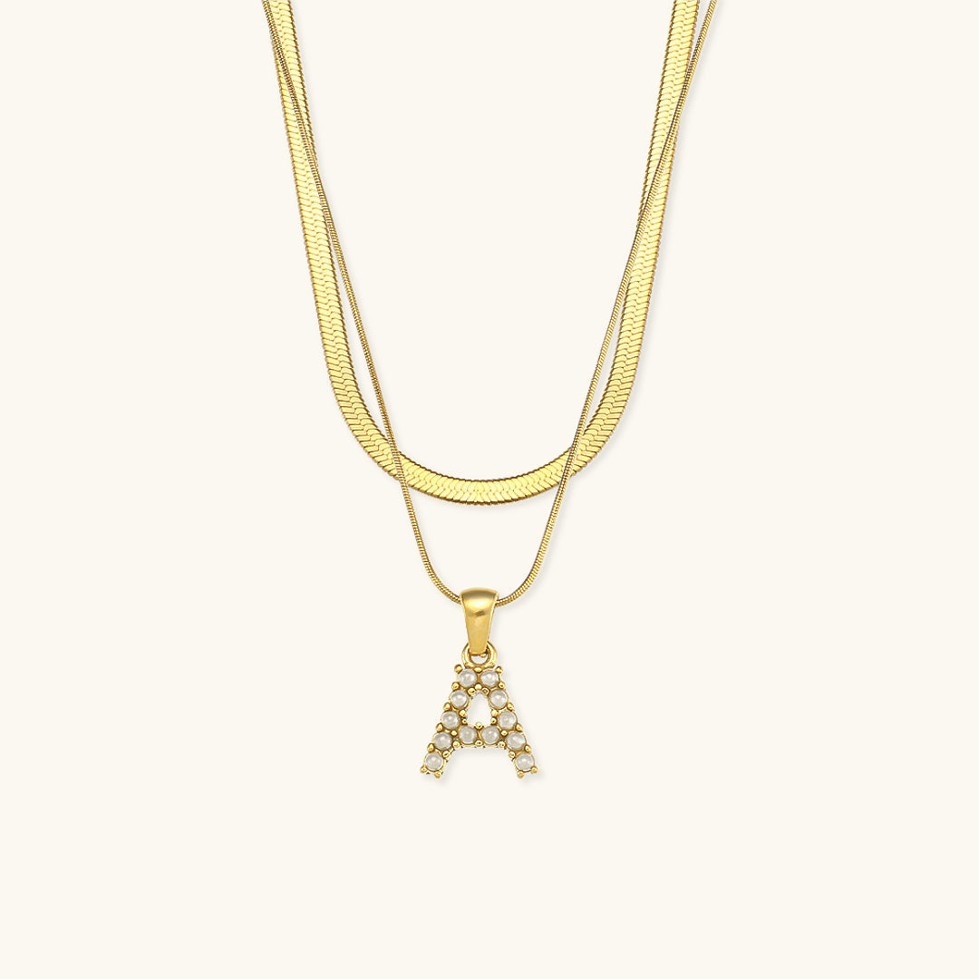Fiona Layered Oro Initial Letter Collar
