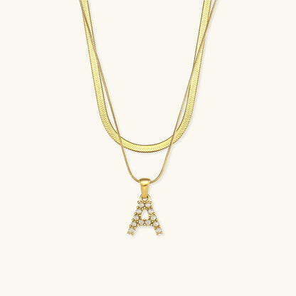 Fiona Layered Oro Initial Letter Collar