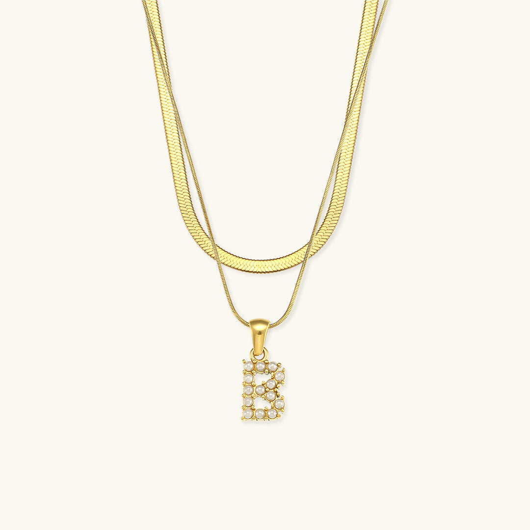 Fiona Layered Oro Initial Letter Collar