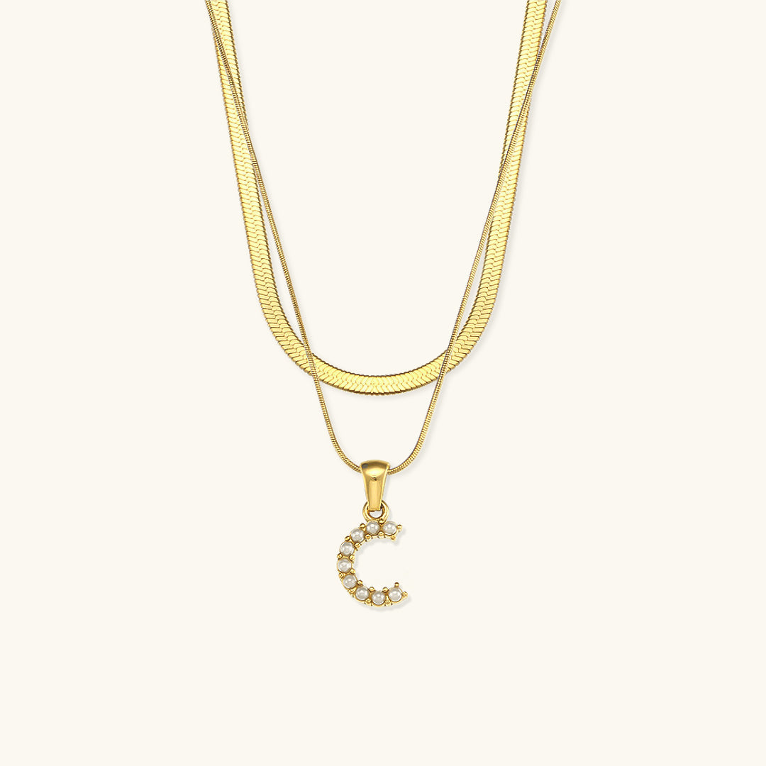 Fiona Layered Oro Initial Letter Collar