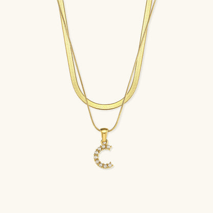 Fiona Layered Oro Initial Letter Collar