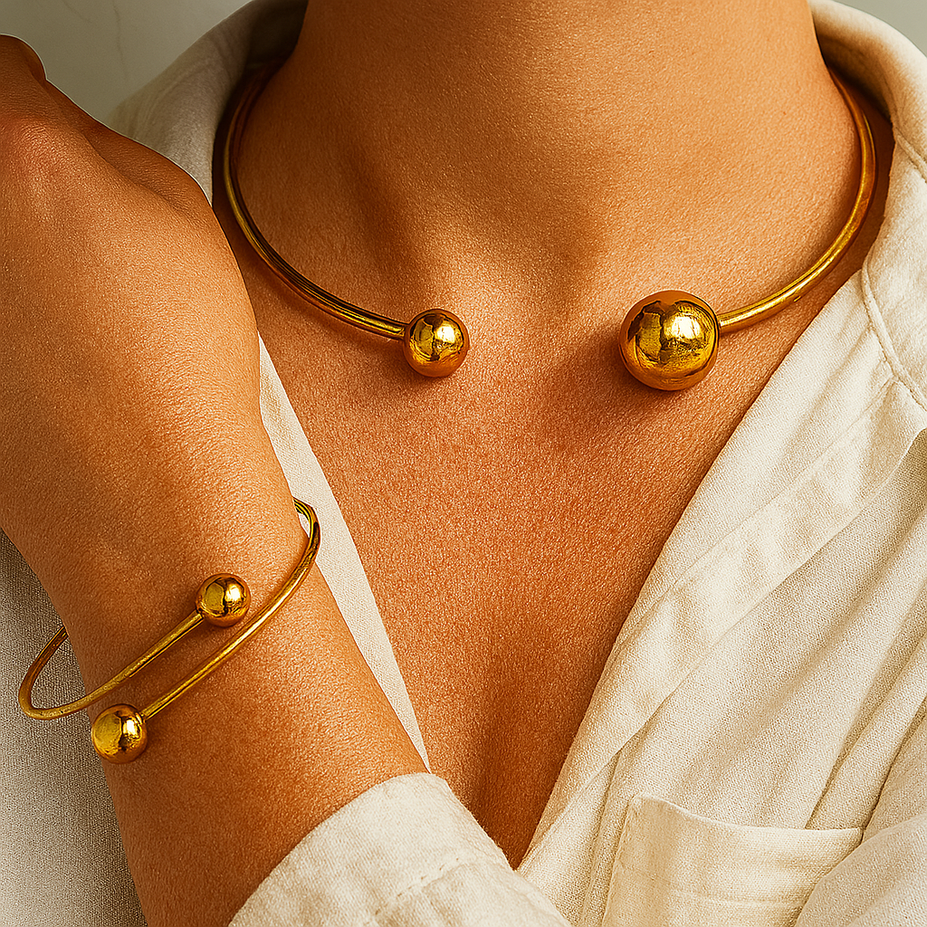 Minimalist Glow Collar & Cuff Set de Pulseras | Oro