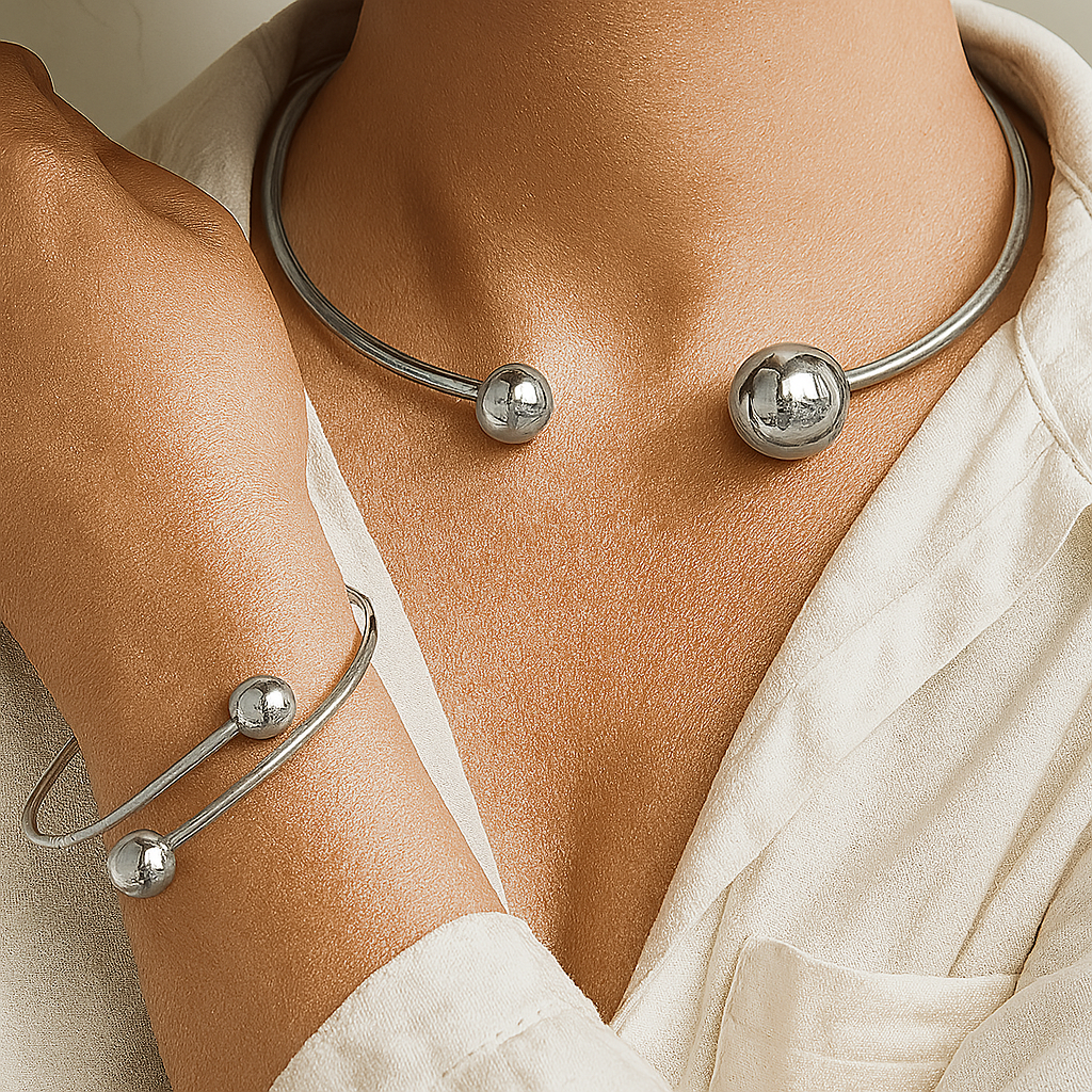 Minimalist Glow Collar & Cuff Set de Pulseras | Oro