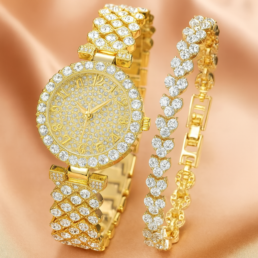 Luxe Radiance Oro Watch & Set de Pulseras | Oro