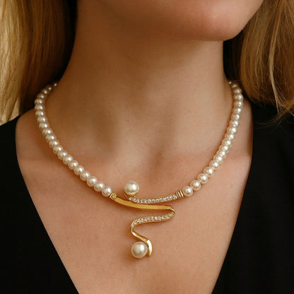 Elegant Natural Collar de Perlas Set