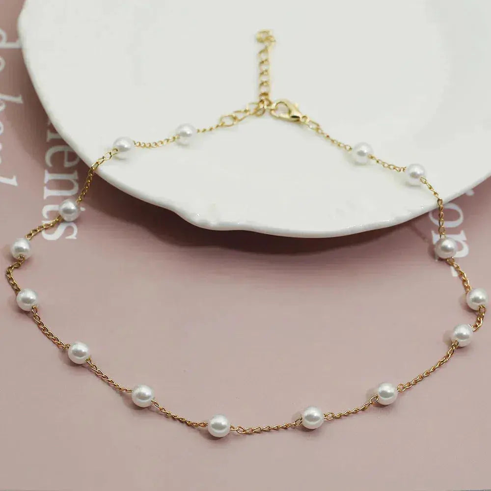 Oro Spaced Perla Chain Collar