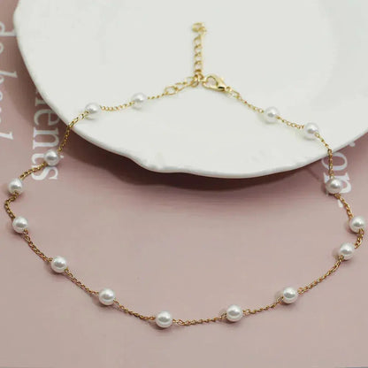 Oro Spaced Perla Chain Collar