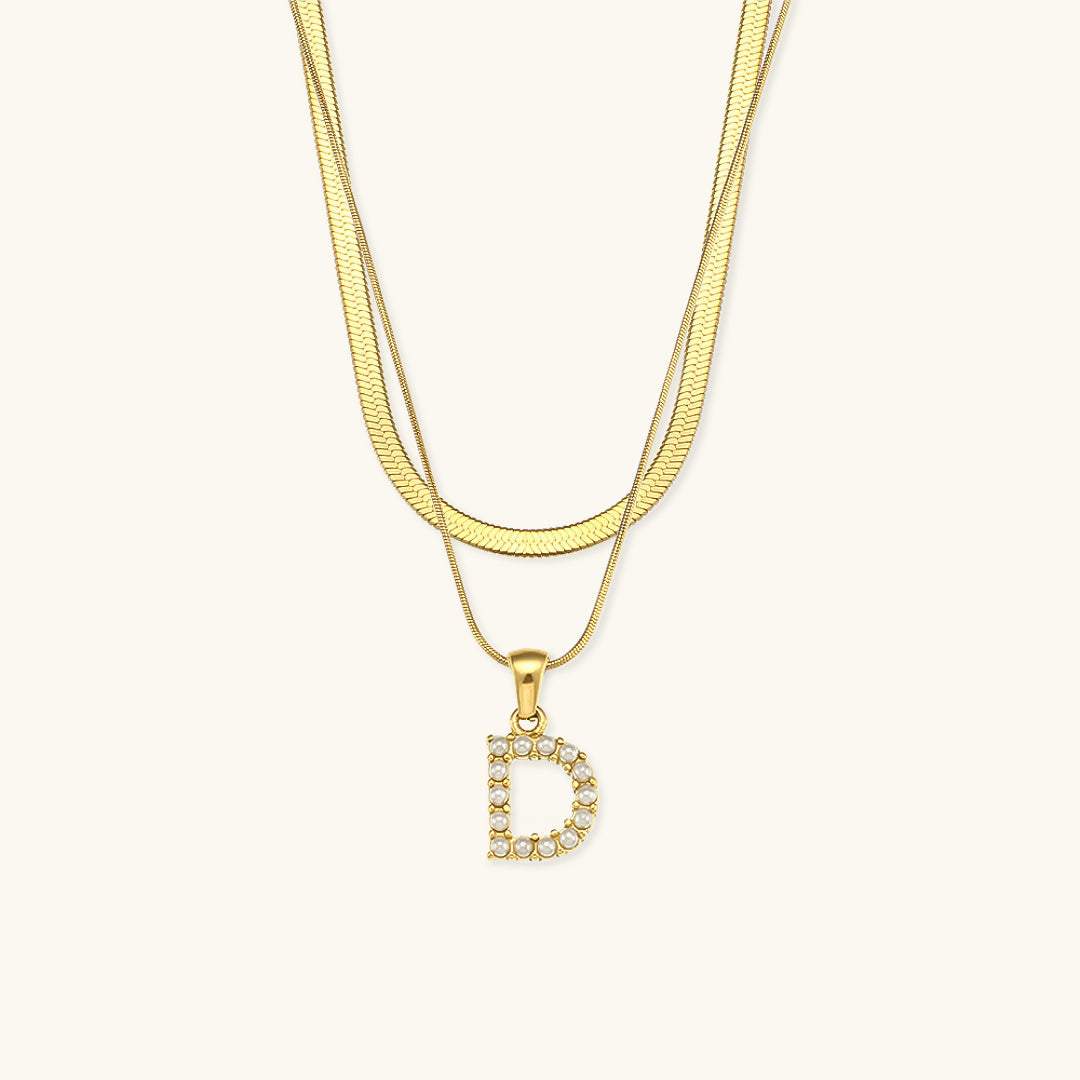 Fiona Layered Oro Initial Letter Collar