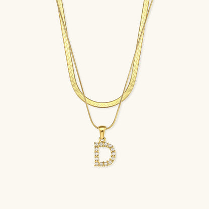 Fiona Layered Oro Initial Letter Collar