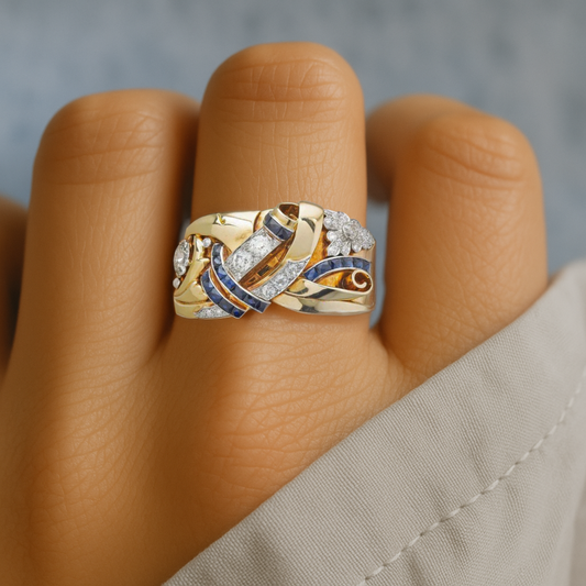 Oro Vintage Zirconia Anillo