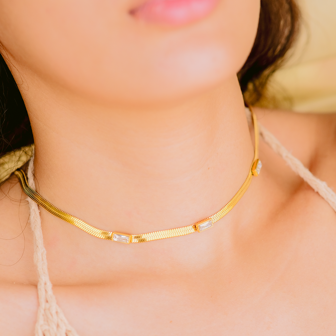 Eve Herringbone Oro Collar