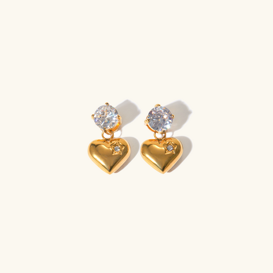 Emmeline Corazón Oro Aretes