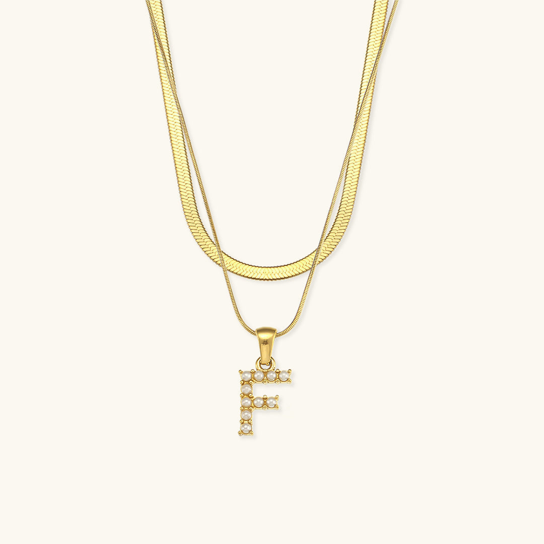 Fiona Layered Oro Initial Letter Collar