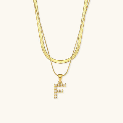 Fiona Layered Oro Initial Letter Collar