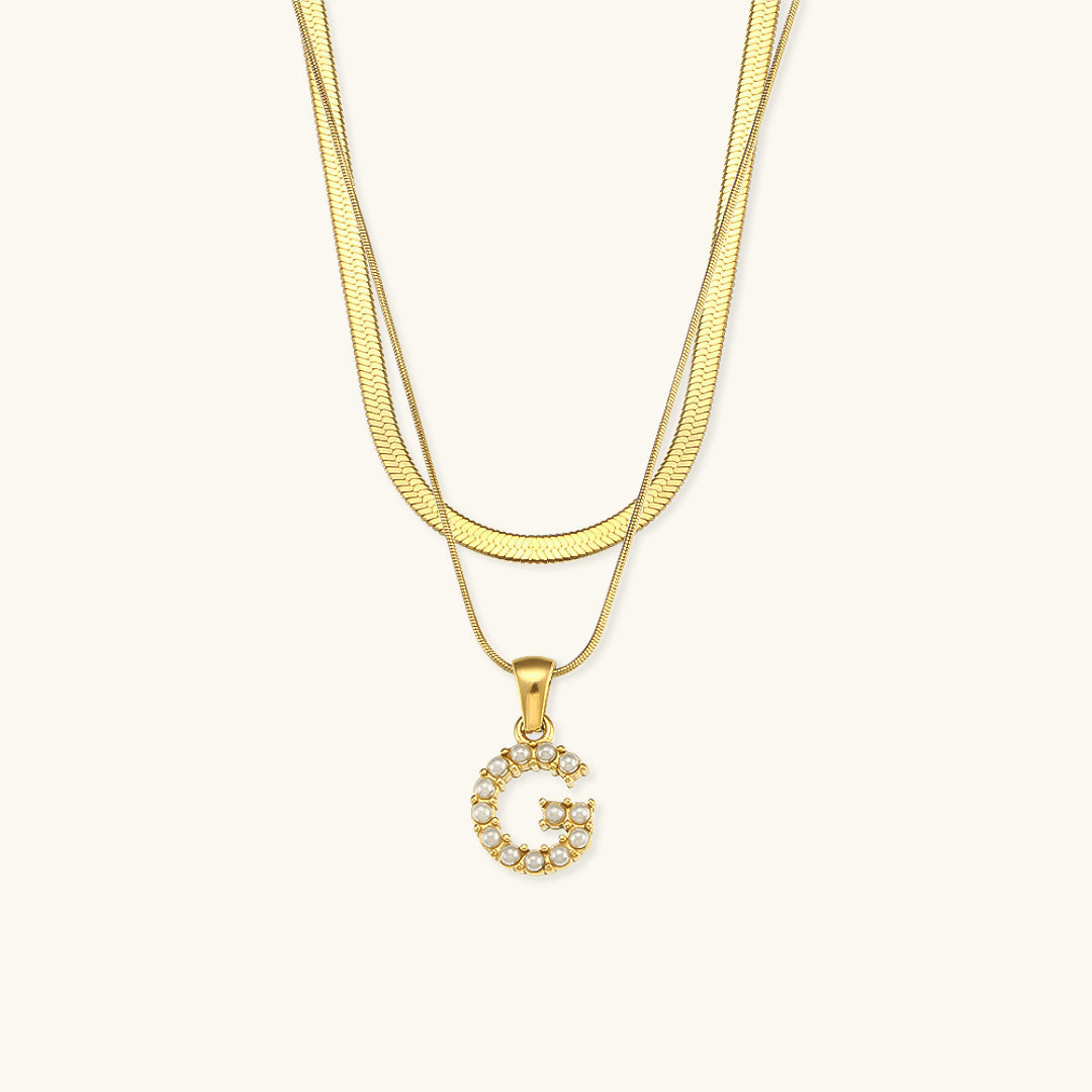 Fiona Layered Oro Initial Letter Collar