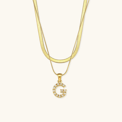 Fiona Layered Oro Initial Letter Collar