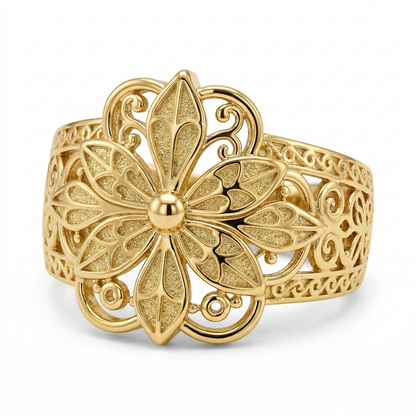 Vintage Inspired Flower Anillo | Oro