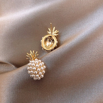 Oro Cluster Perla Aretes de Botón