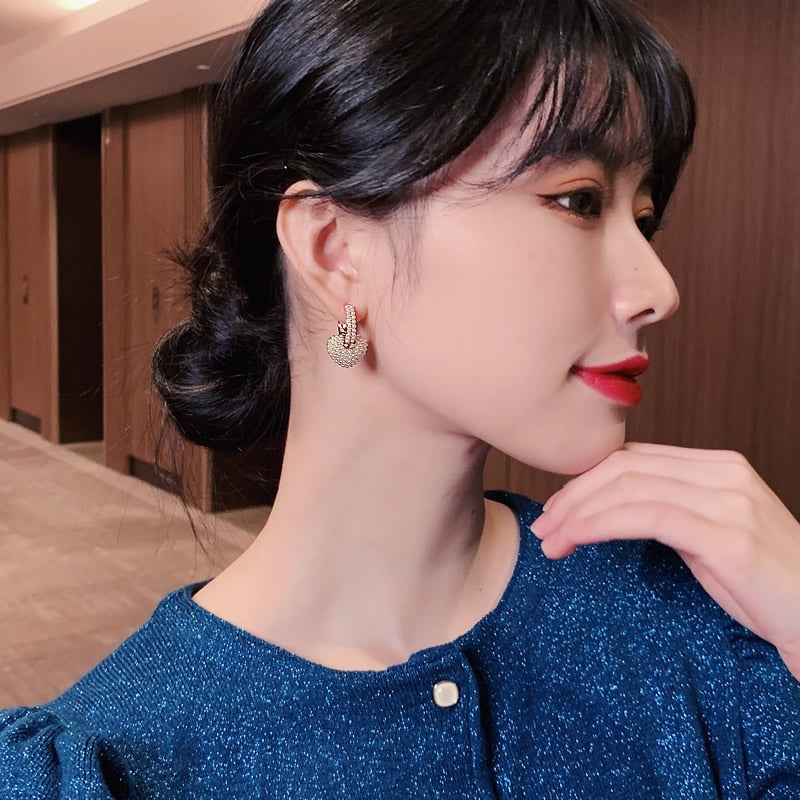 Corazón Aretes de Perlas