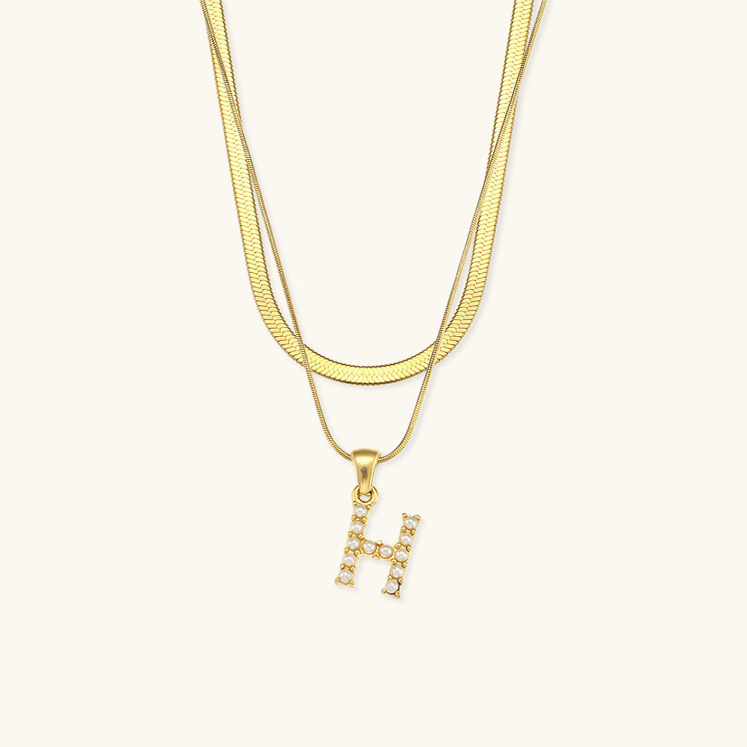 Fiona Layered Oro Initial Letter Collar
