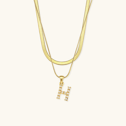 Fiona Layered Oro Initial Letter Collar