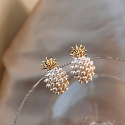 Oro Cluster Perla Aretes de Botón