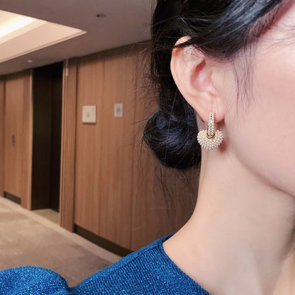 Corazón Aretes de Perlas