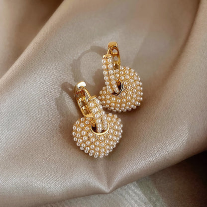 Corazón Aretes de Perlas