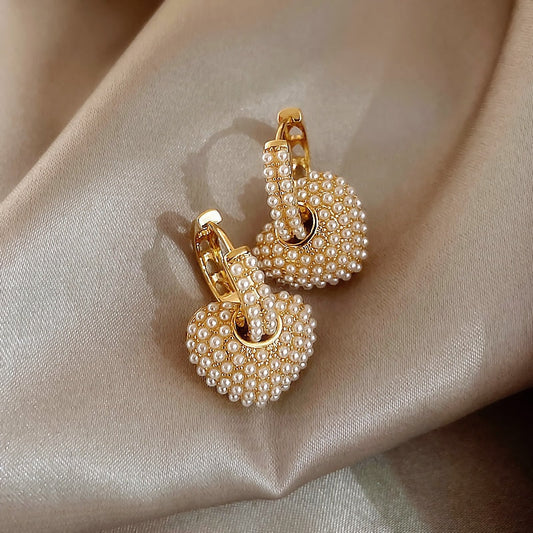Corazón Aretes de Perlas
